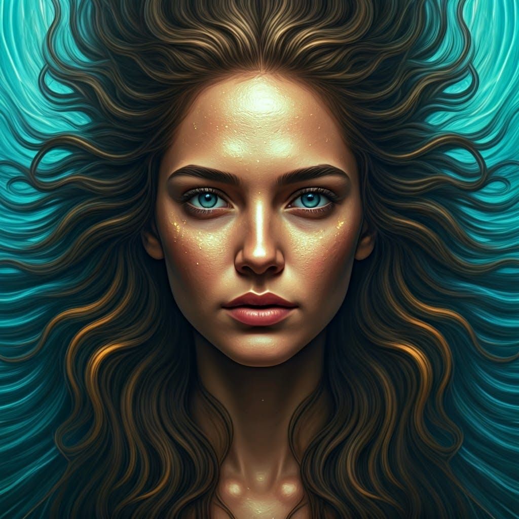 Mystical Ocean Goddess in Hyperrealistic Style