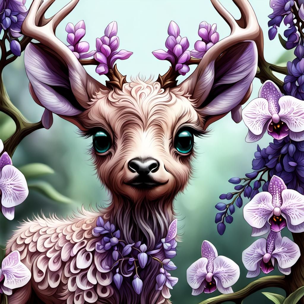 Cutest Newborn Baby Elk Face, Hyperdetailed Portrait