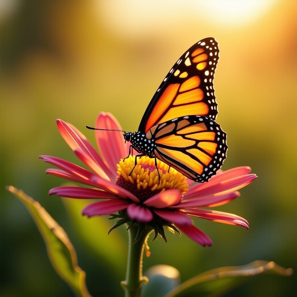 Hyperreal Monarch Butterfly in Morning Light