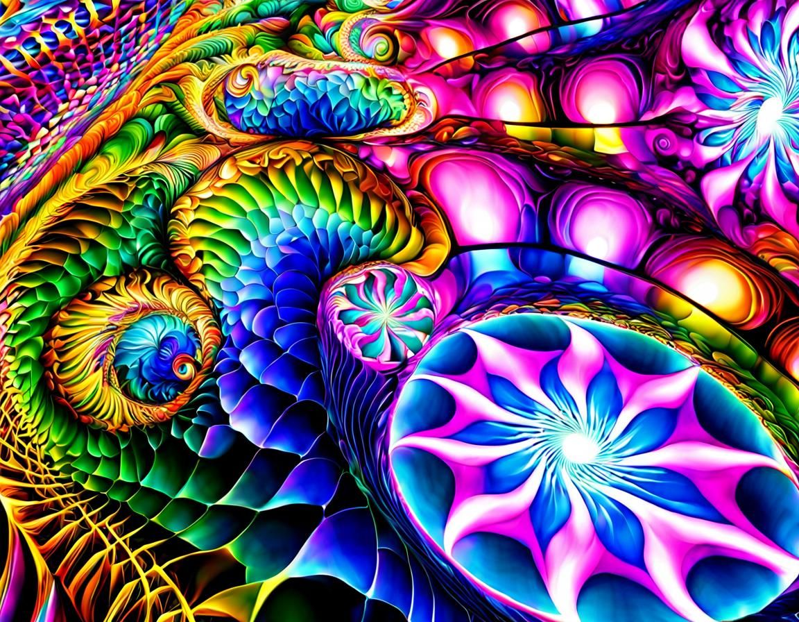 Abstract Vector Fractal with Hyperbolic Zentangle