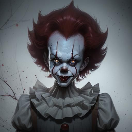 Sinister Pennywise Portrait in Dark Fantasy Style