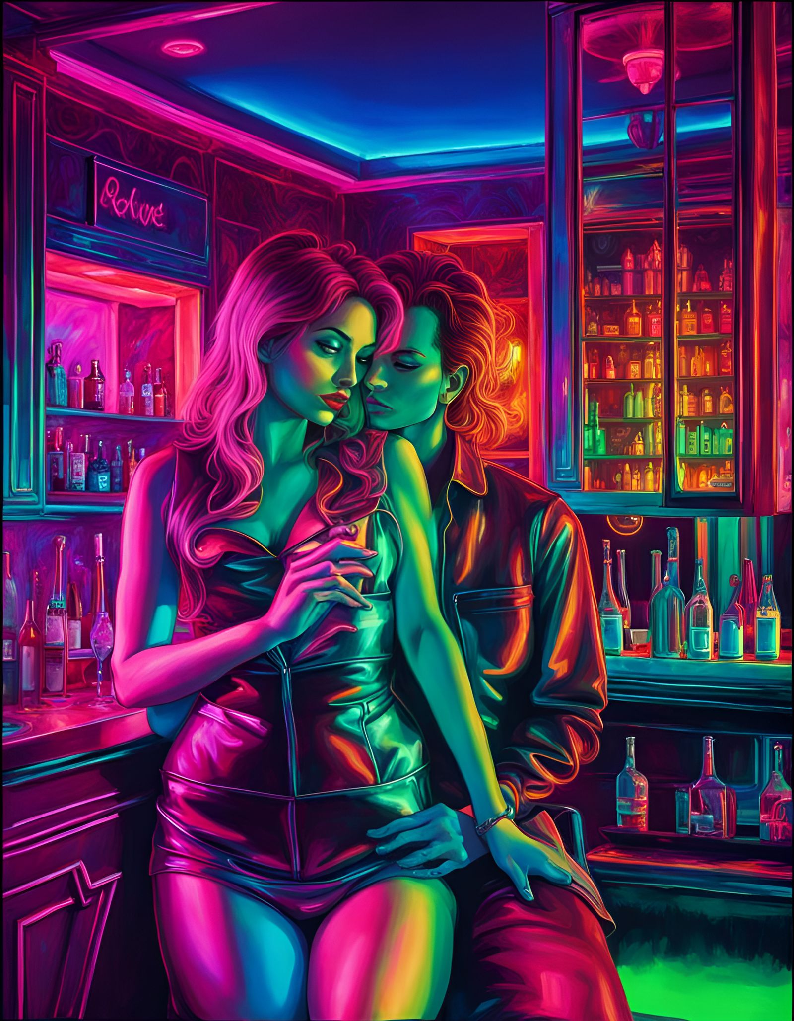 Psychedelic Fantasy Castle Hotel in Synthwave Style