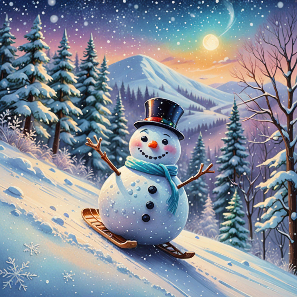 Whimsical Snowy Winter Wonderland in Pastel Hues