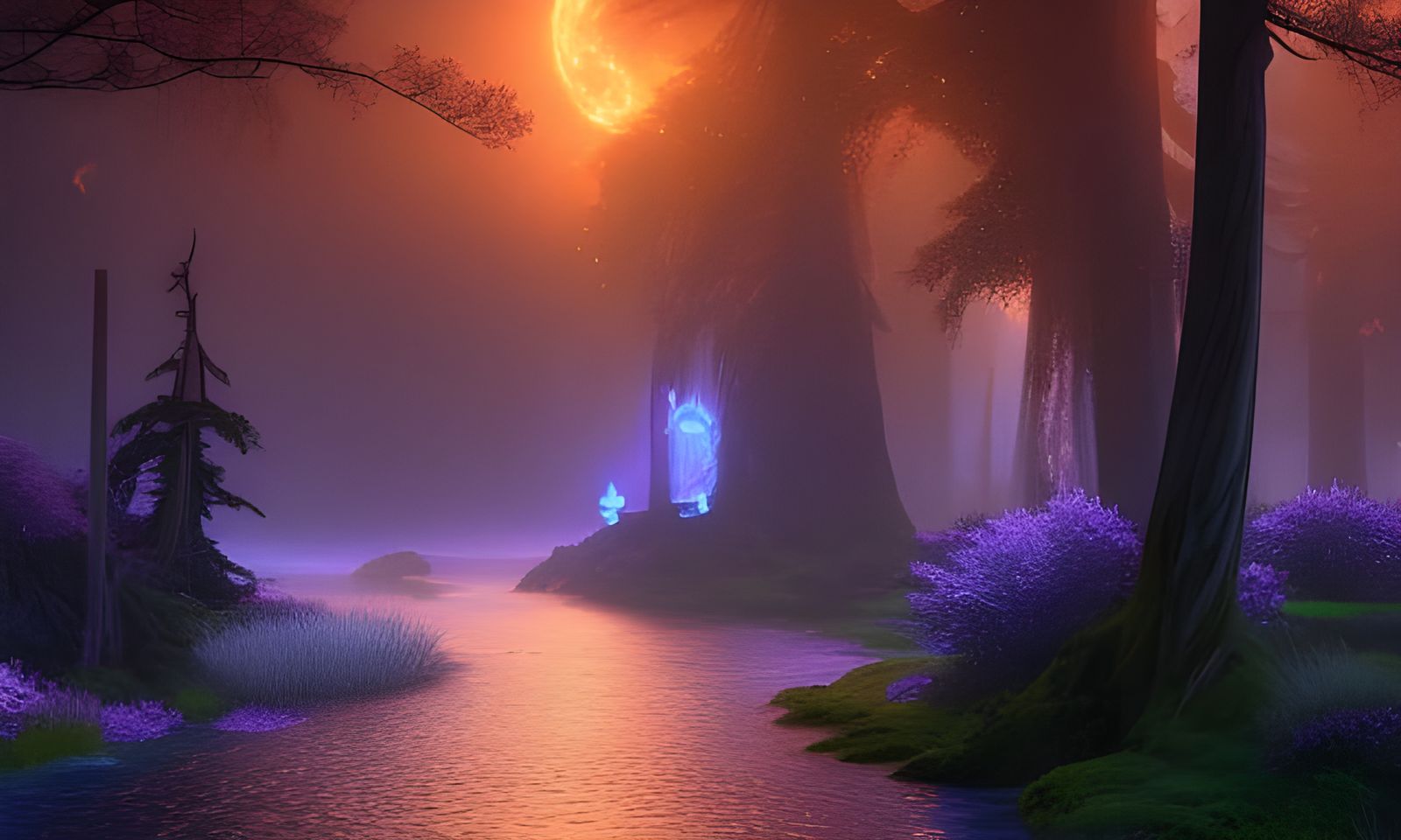 Rainy Night in Fantasy Astral Landscape