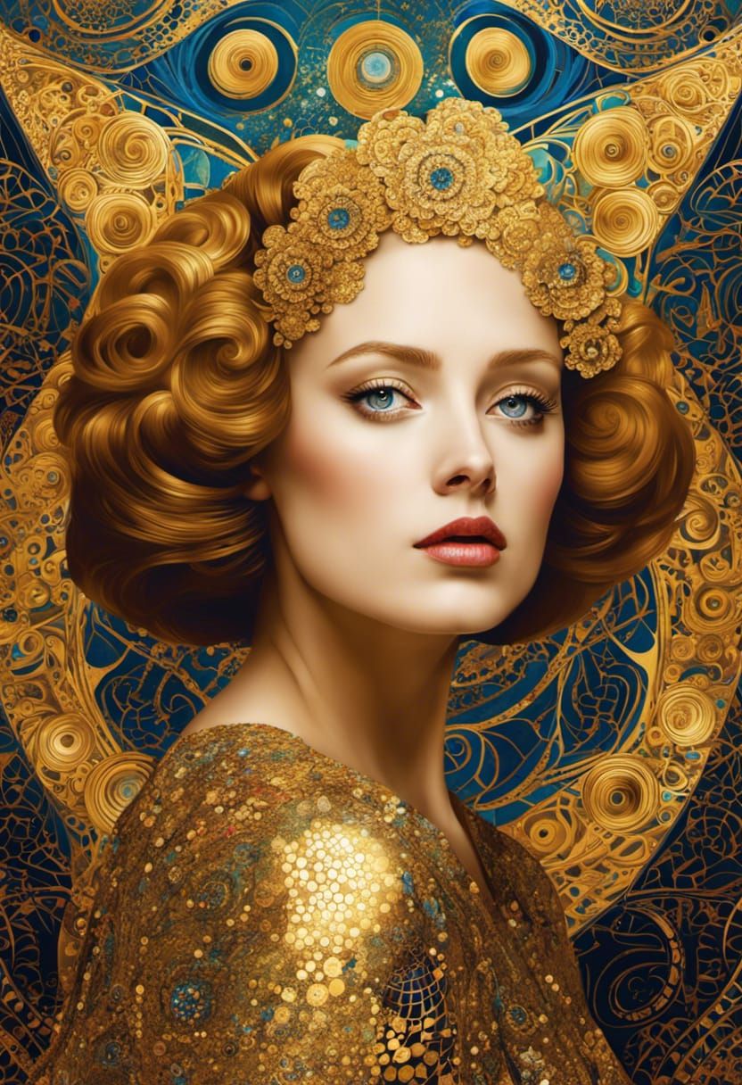 Golden Portrait Inspired by Austrian Secession Art