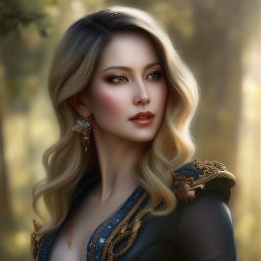 Gorgeous Blonde Woman Portrait in Fantasy Art Style