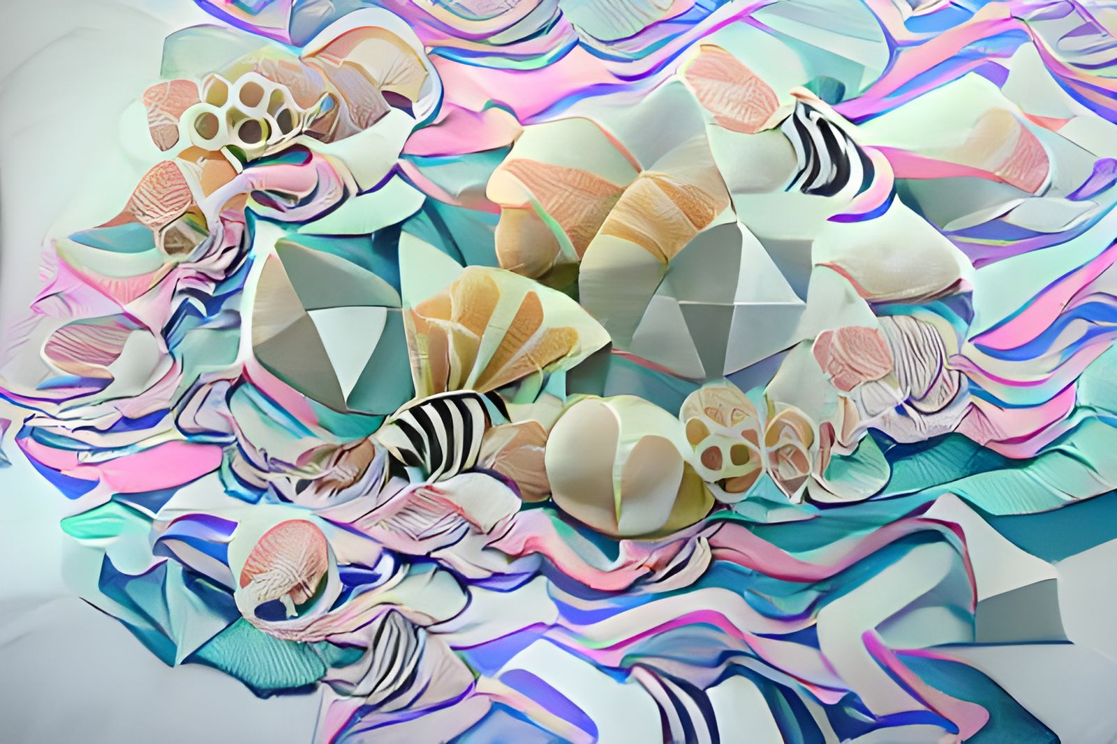 Geometric Cubist Textile Design in Pastel Colors
