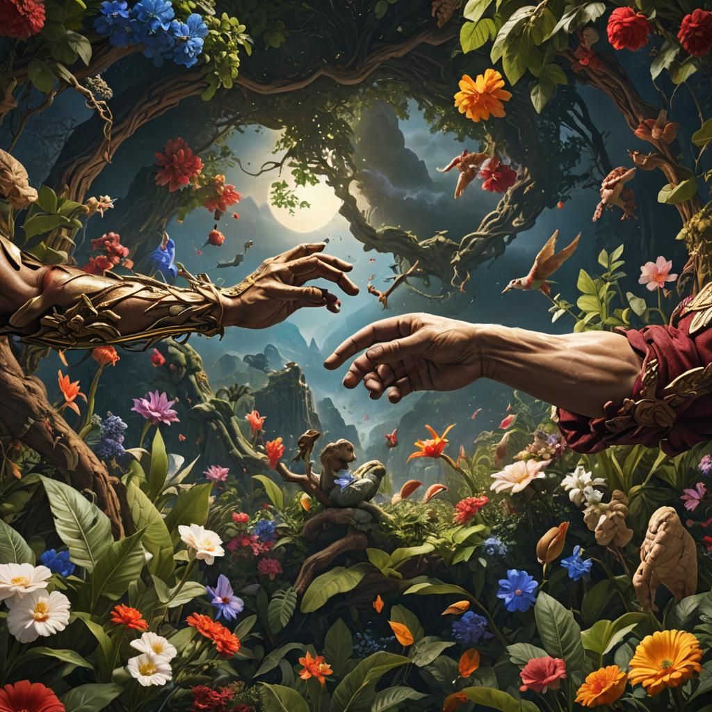 The Creation of Adam: Detailed Matte Painting