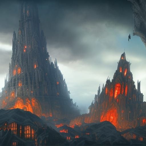 Giant Magma Orc Kingdom Palace: Fantasy Concept Art