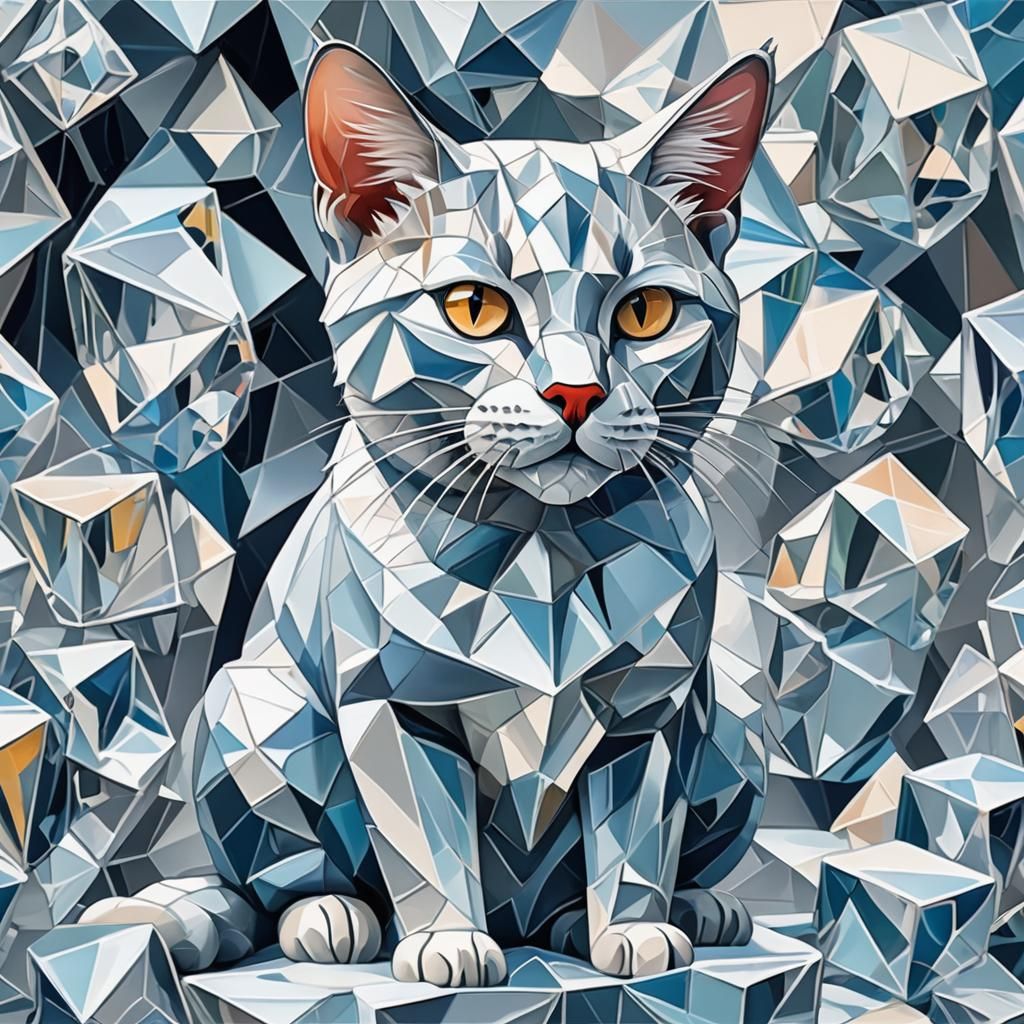 Icy Cat: A Cubist Art Deco Creation