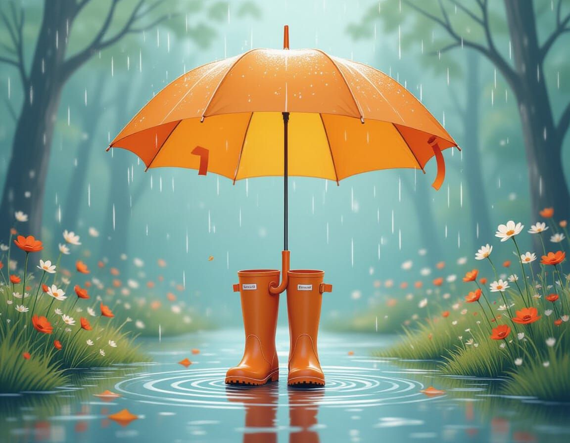 Fantastical Umbrella Illustration with Magic Realism