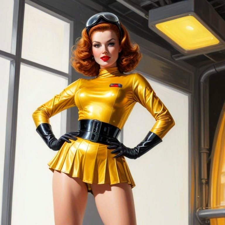 Retro Sci-Fi Pinup Girl in Space Suit