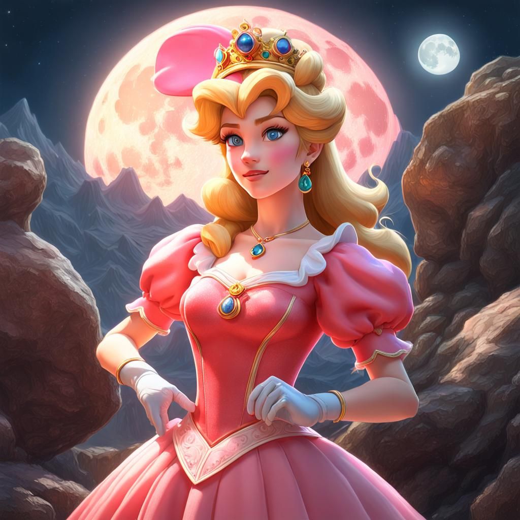 Hyperrealistic Princess Peach as Disney Princess