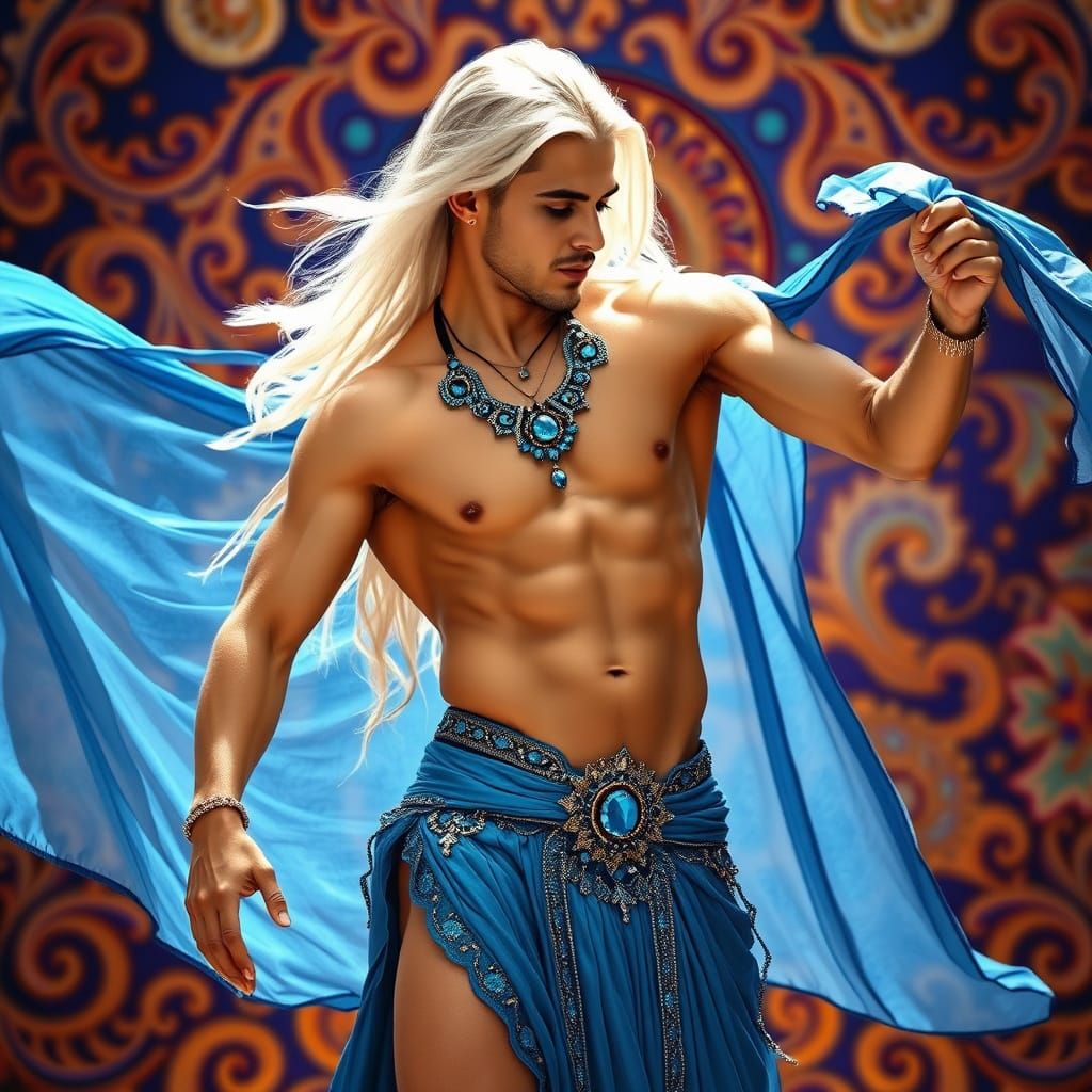 Blue Belly Dancer in Opulent Style