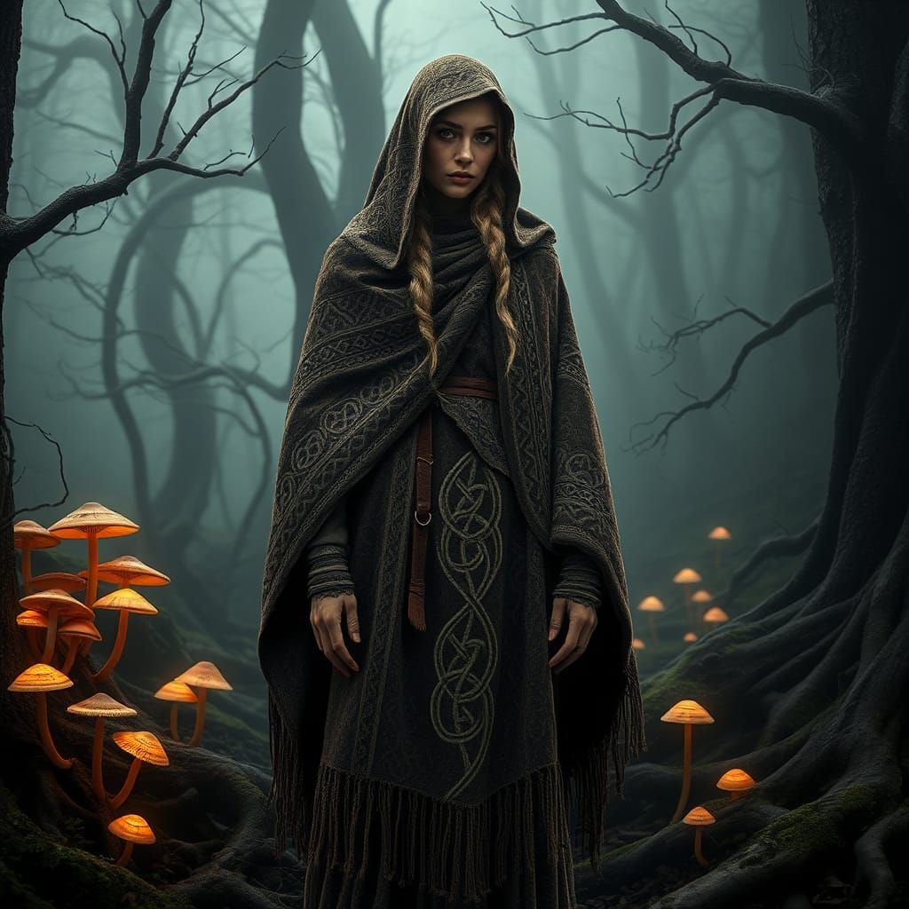 Celtic Shamaness in Mystical Forest