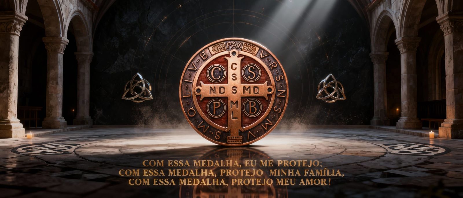 Sacred Geometry Wallpaper with St. Benedict Medal
