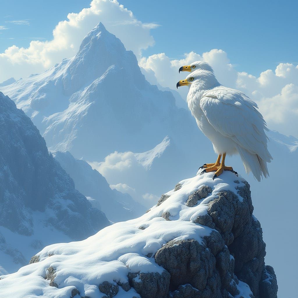 Snowy Owl in the Himalayas, Wildlife Painting
