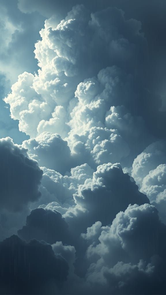 Majestic Cloudscape in Dark Anime-Inspired Style