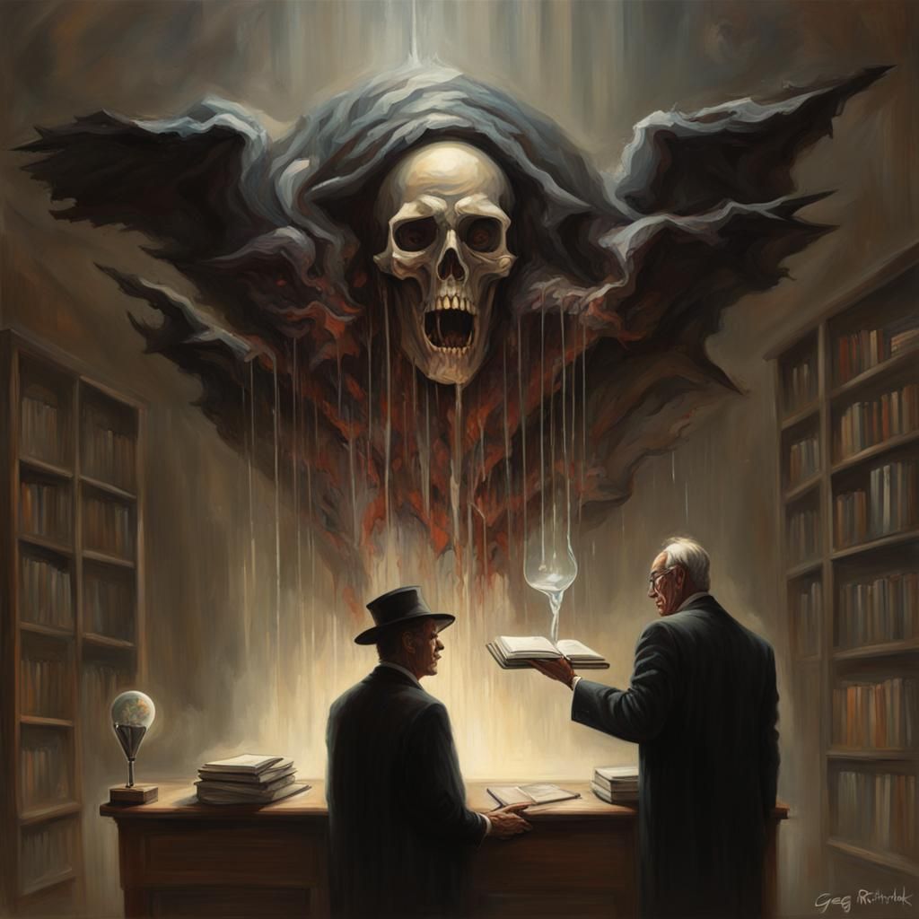 Sinister Knowledge Overflow in Fantasy Art Style