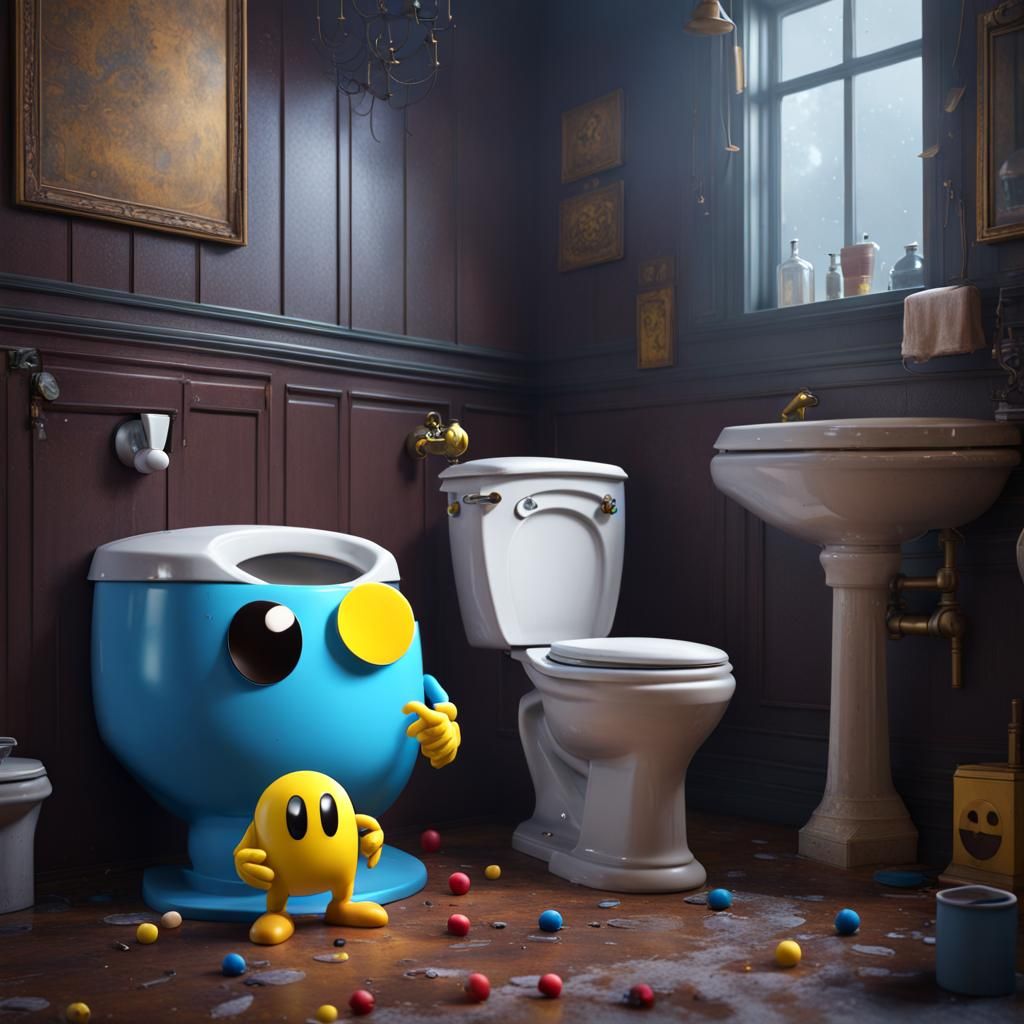 Pac-Man Cleans a Disgusting Toilet