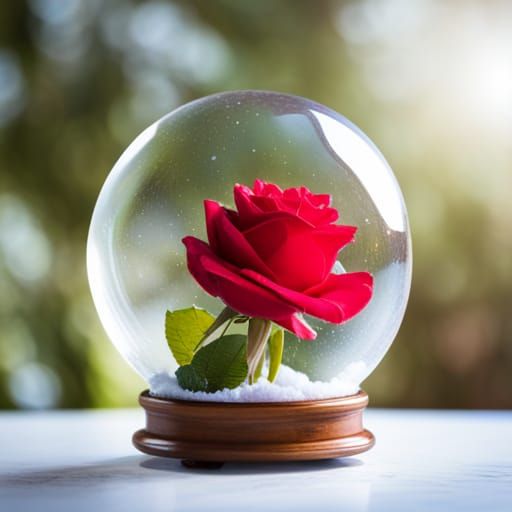 Red Rose in Snow Globe Still Life