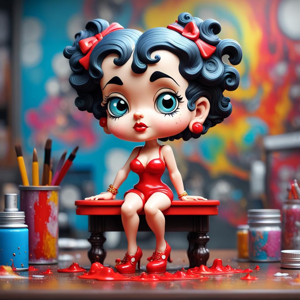 Betty Boop Figurine Doll, Detailed Digital Art