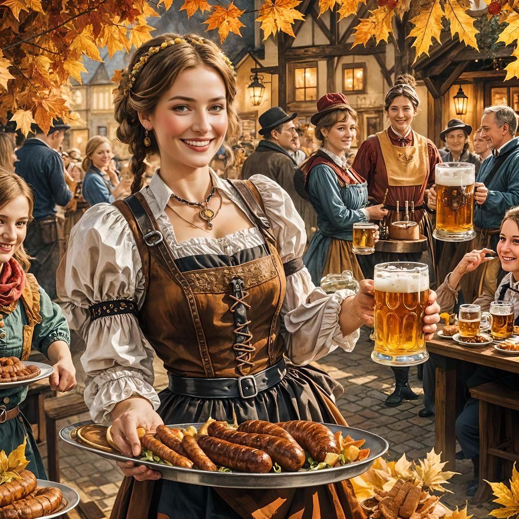 Oktoberfest Barmaid with Beer Stein, Fairy Tale Style