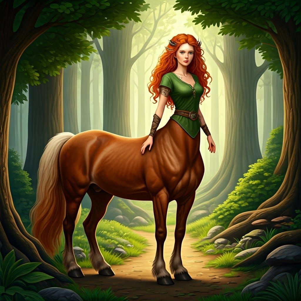 Grown Centaur Maiden in Woodland Splendor