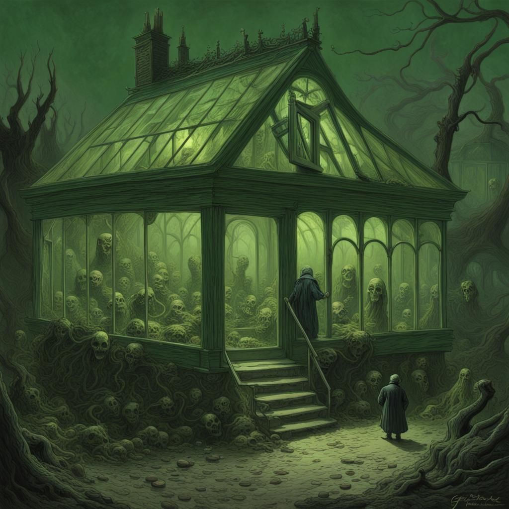 Eerie Green House Inspired by Doré and Rutkowski