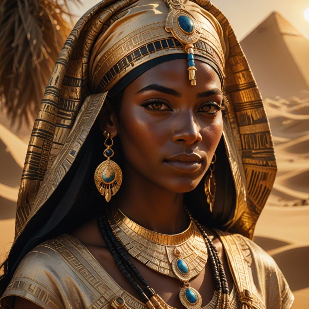 Egyptian Queen in Golden Headdress