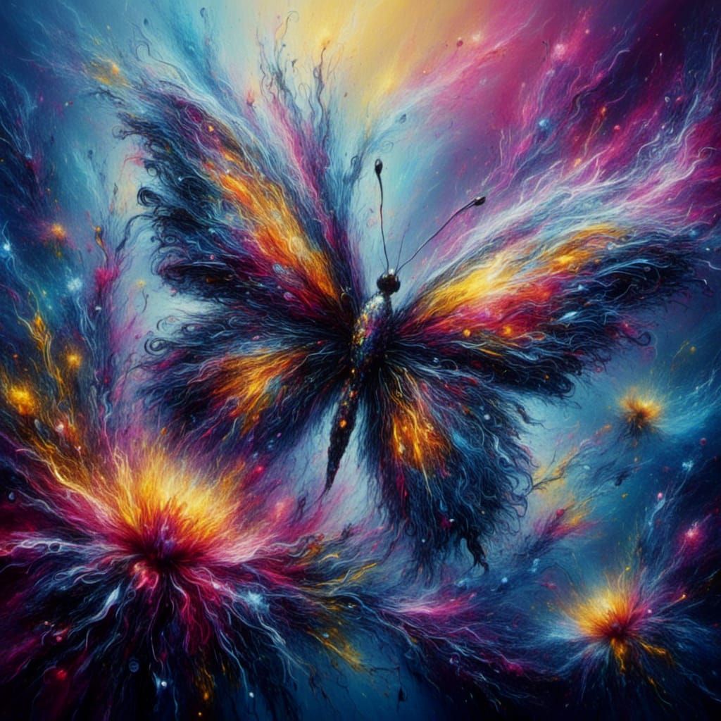 Vibrant Butterfly with Gemstone Texture in Acrylic Painting