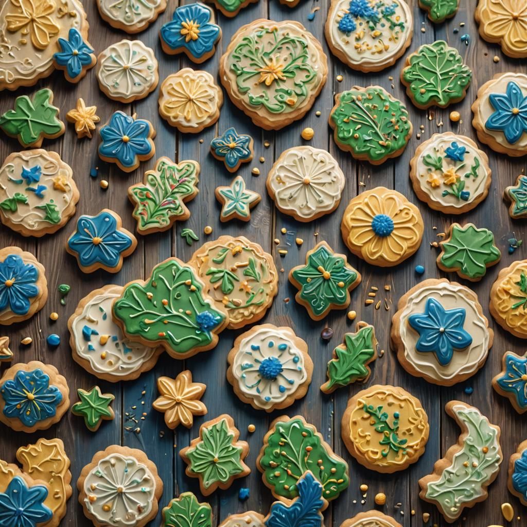 Fantasy Cookies on Wooden Table, Digital Matte Painting