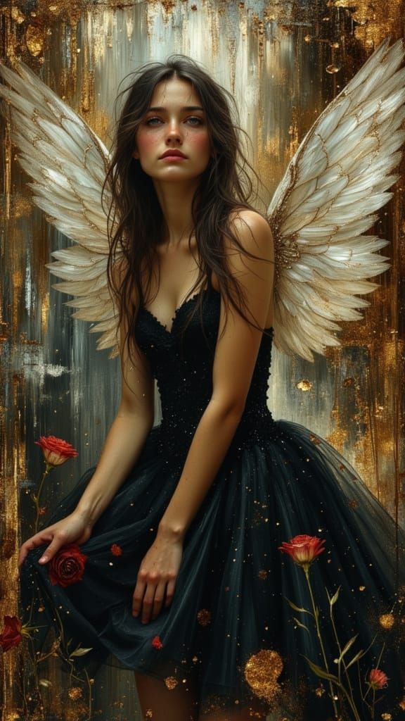 Distraught Ballerina in Dark Fantasy Oil Painting