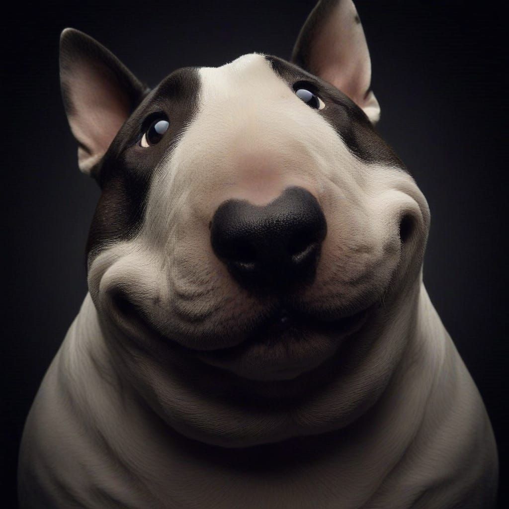 Comedic Close-up of Obese Bull Terrier