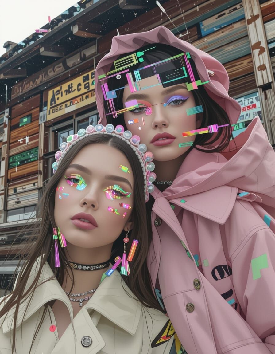 Psychedelic Art: Girls in Kokoshniks with Fluorescent Makeup