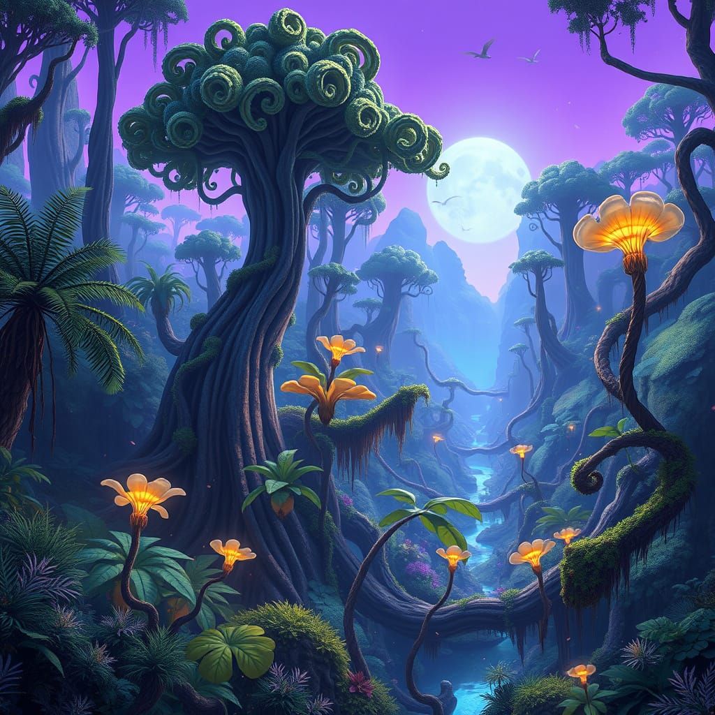 Ethereal Otherworldly Forest in Vibrant Ghibli Style