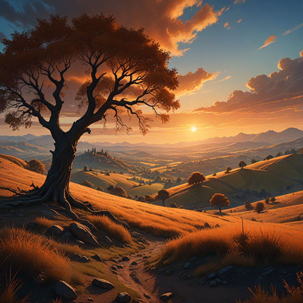 Idyllic Sunset Landscape in Earthy Splendor