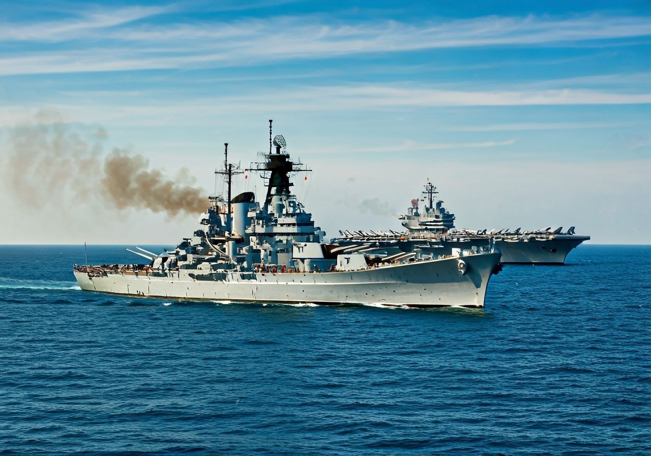 USS New Jersey Battleship with Carrier Group After Gulf War