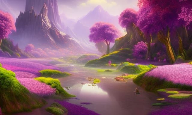Valley of Purple Bloom: Fantasy Concept Art