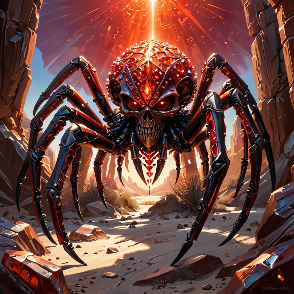 Scarlet Golem Emerges from Desert Sands