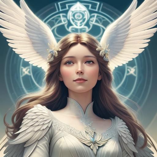 Angelic Portrait in Art Nouveau Style