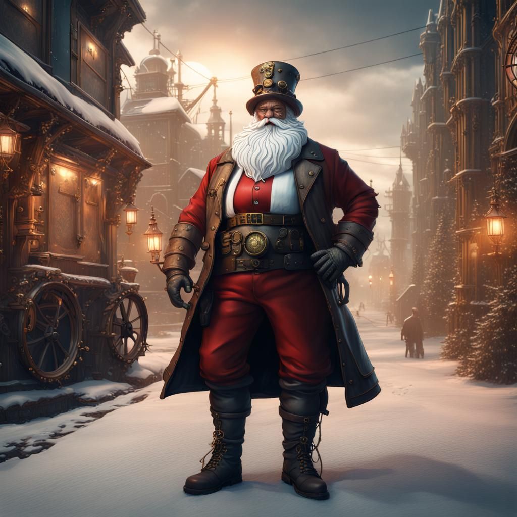 Steampunk Santa: Detailed Matte Painting in 8K