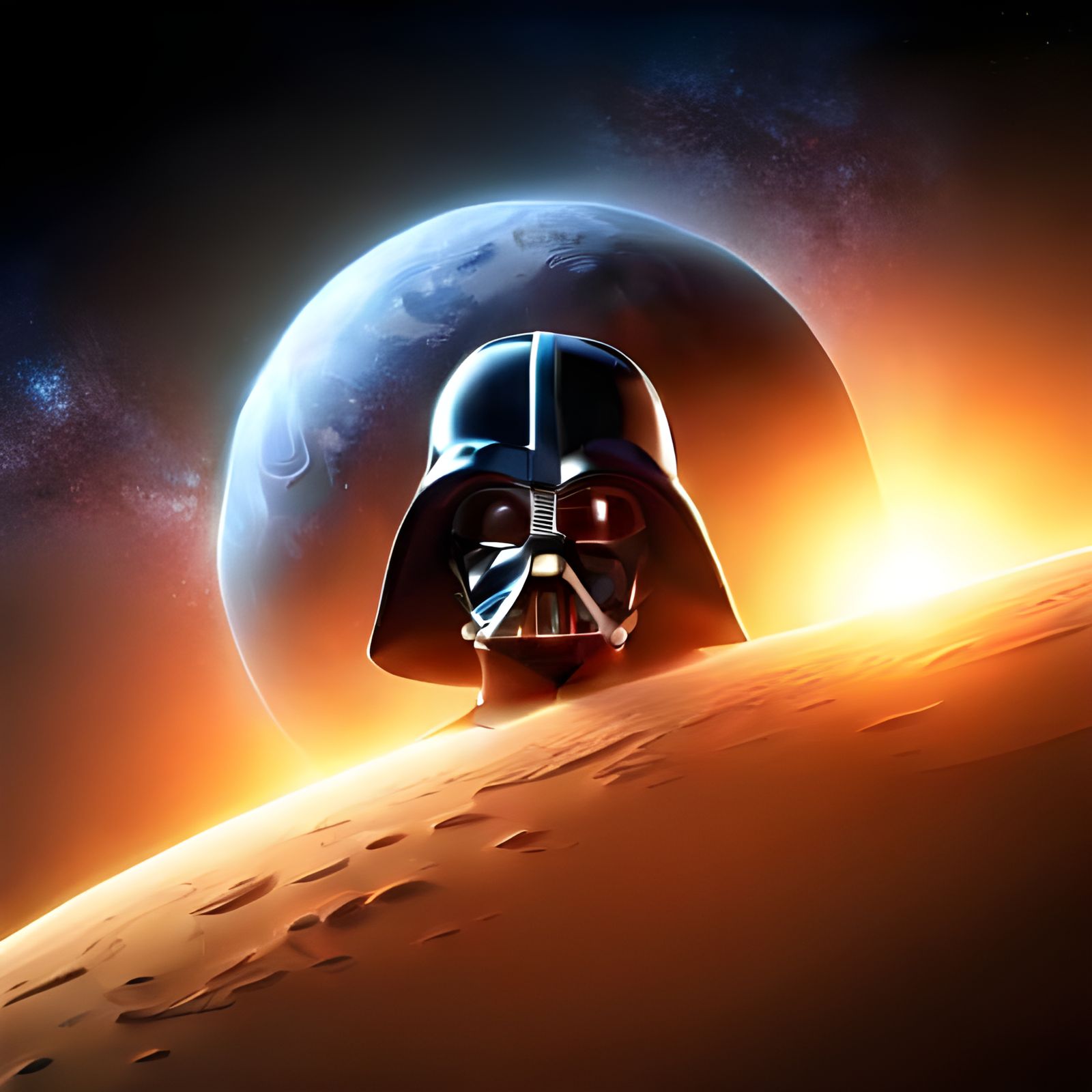 Earth as Darth Vader in Space Fantasy Art