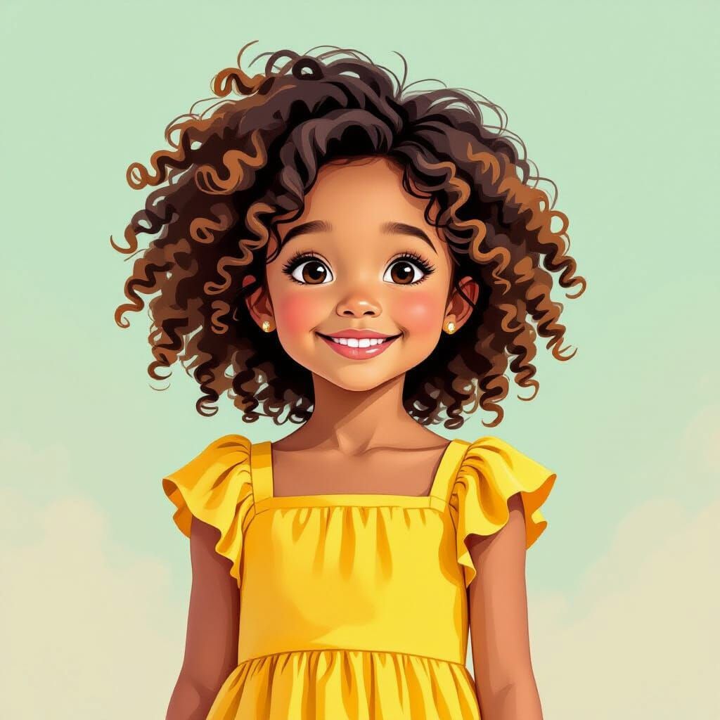 Girl in Yellow Dress Smiling Warmly