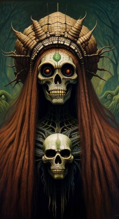 Monster Girl Portrait in Dark Surrealist Style