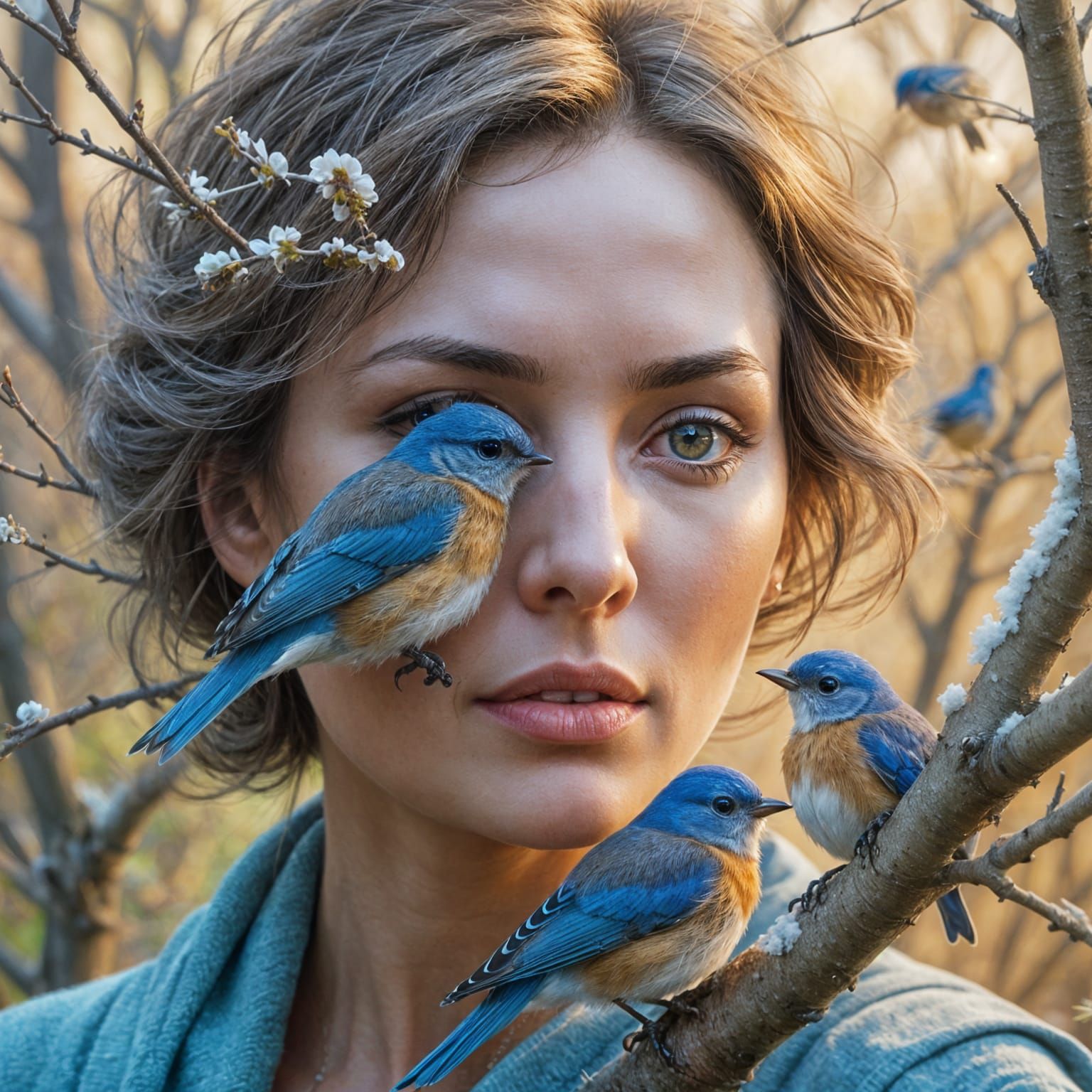 Ethereal Woman Emerging From Winter Tree