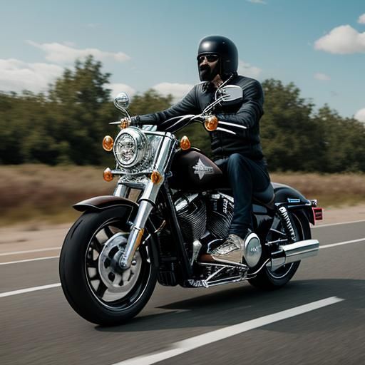 Dog Rides Harley in Hyperreal Detail