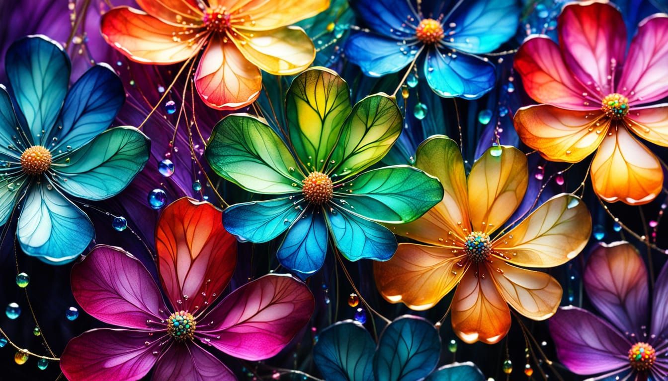 Spiderweb Petal Flower Garden in Deep Saturation