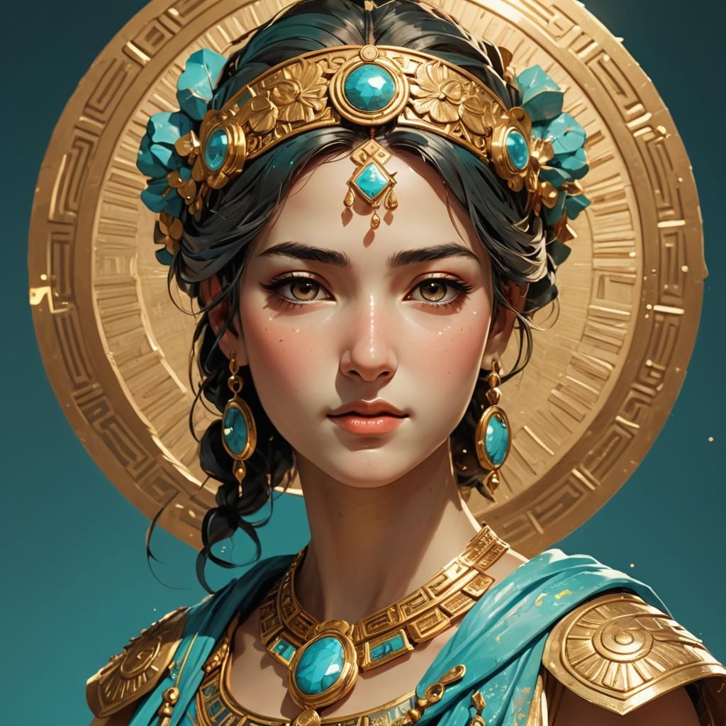 Ancient Greek Woman Portrait in 3D Anime Style