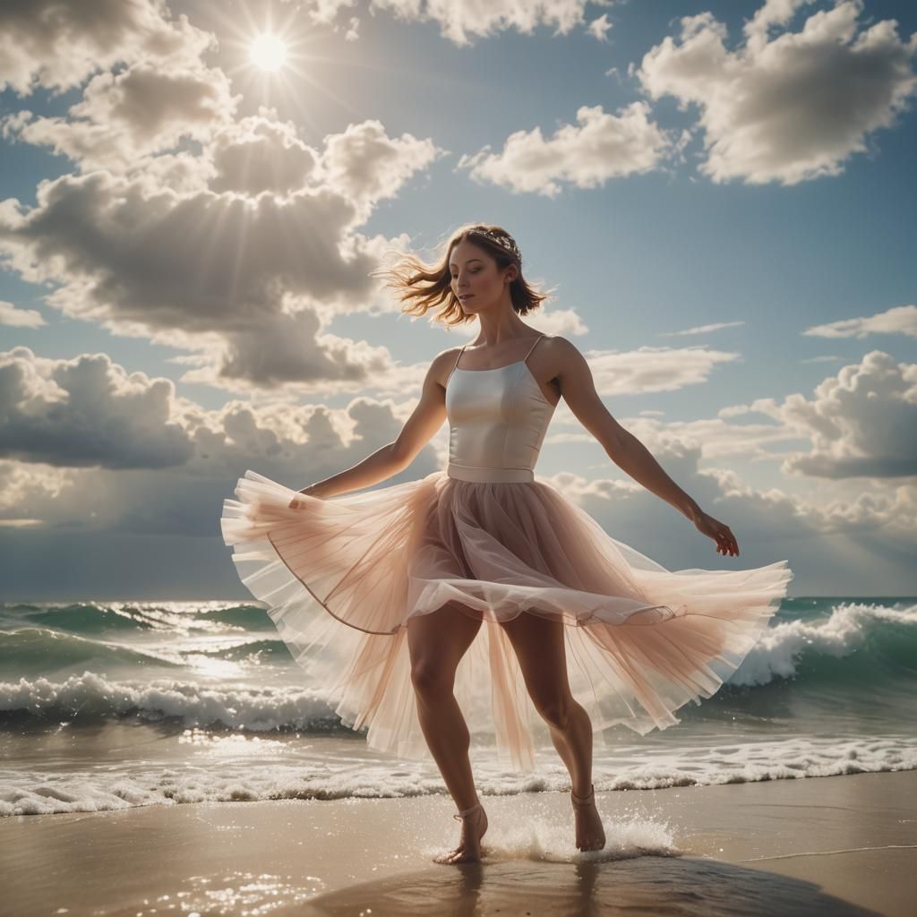 Ballerina Surfer Goddess in Soft Focus